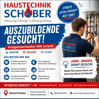 Stellenausschreibung: Ausbildung zum Anlagenmechaniker SHK (m/w/d)